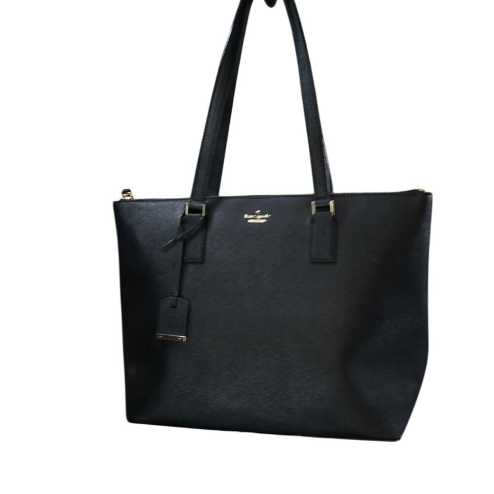 Kate Spade New York Black Saffiano Tote Bag Gold Hardware Shoulder Handbag